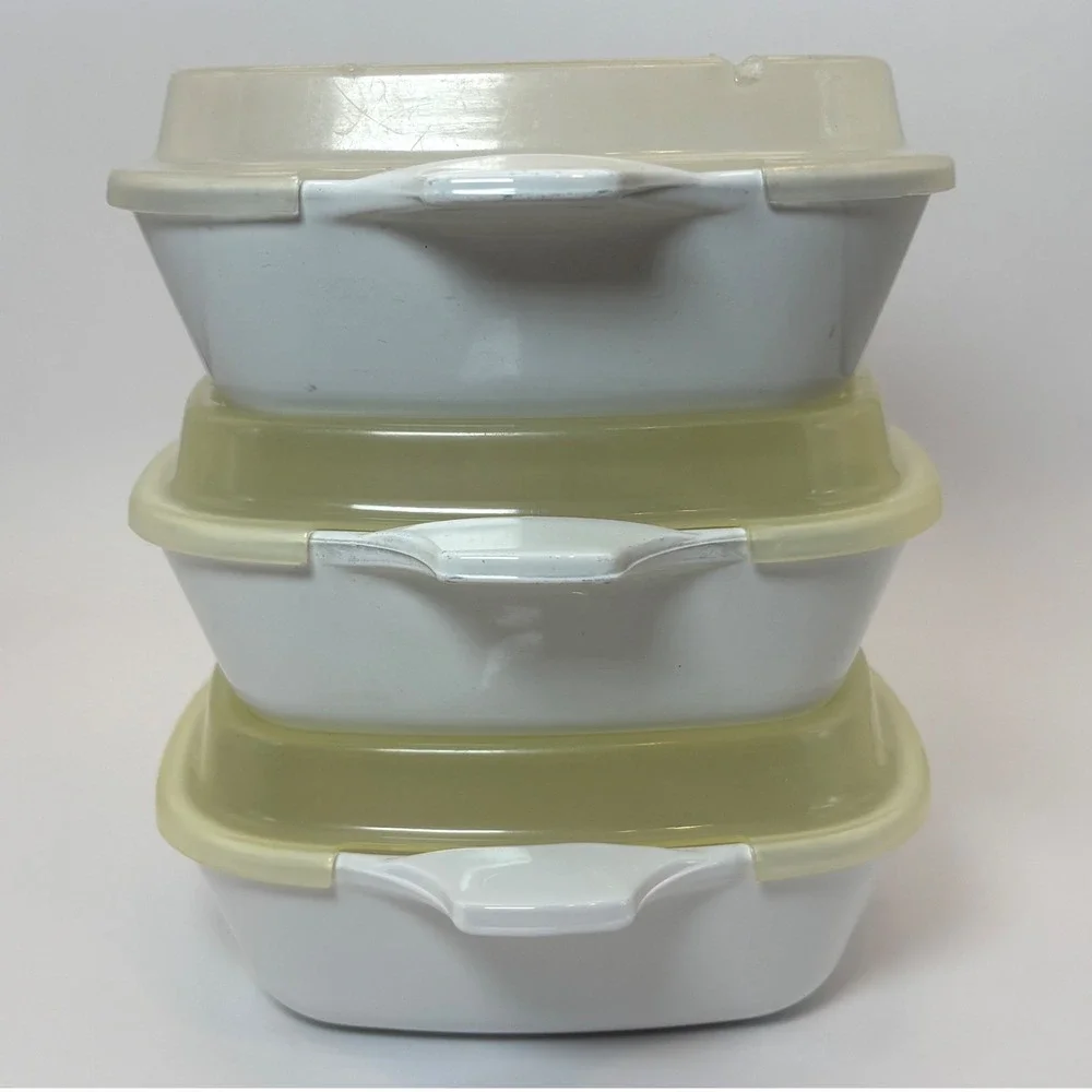 Vtg Corning Ware Blue Cornflower P-41 Petite Pan Casserole Set 3 W/ Lids‎ 1.75 C